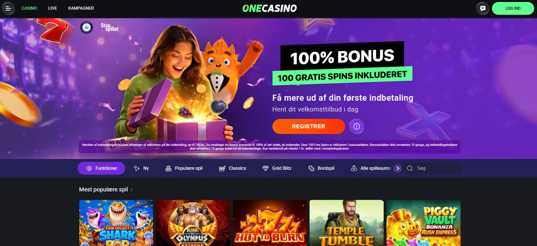 Mobiltelefon og bærbar computer med en casinoside åben på skærmene